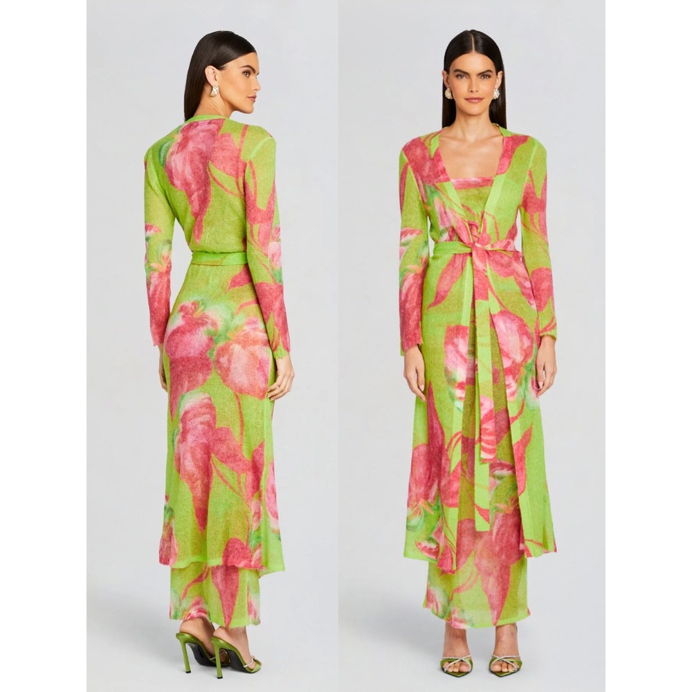 NWT‎ Retrofete Cruz Knit Duster in Lime Anthurium $598 - Size XS
